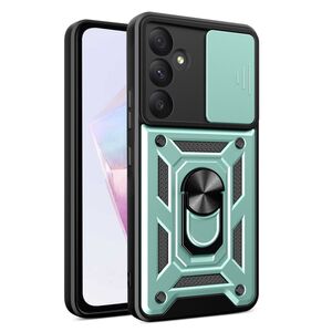 Husa pentru  Samsung Galaxy A36 Ring Armor Kickstand Tough Rugged Cover cu protectie camera, verde