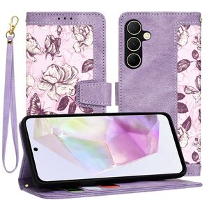 Husa tip carte pentru  Samsung Galaxy A36, functie stand si port carduri, mov