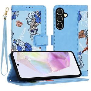 Husa tip carte pentru  Samsung Galaxy A36, functie stand si port carduri, albastru