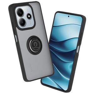 Husa de protectie pentru  Xiaomi Redmi Note 14 5G premium cu inel stand rotativ, suport magnetic si bumper anti-alunecare - negru