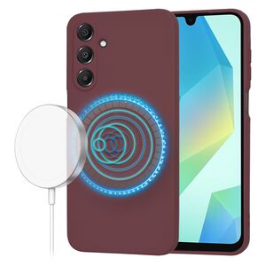 Husa pentru  Samsung Galaxy A16 Liquid Silicone cu MagSafe, subțire, captusita cu microfibra, anti amprentă, protectie cameră foto, bordeaux
