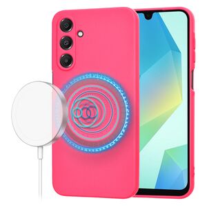 Husa pentru  Samsung Galaxy A16 Liquid Silicone cu MagSafe, subțire, captusita cu microfibra, anti amprentă, protectie cameră foto, fucsia