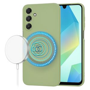 Husa pentru  Samsung Galaxy A16 Liquid Silicone cu MagSafe, subțire, captusita cu microfibra, anti amprentă, protectie cameră foto, verde