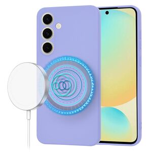 Husa pentru  Samsung Galaxy S24 FE Liquid Silicone cu MagSafe, subțire, captusita cu microfibra, anti amprentă, protectie cameră foto, lavanda