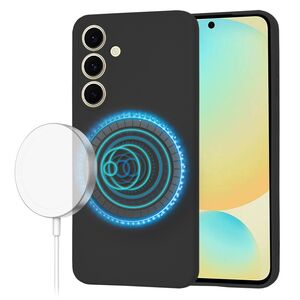 Husa pentru  Samsung Galaxy S24 FE Liquid Silicone cu MagSafe, subțire, captusita cu microfibra, anti amprentă, protectie cameră foto, negru