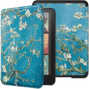 Husa pentru Kindle Paperwhite 2024 (12th gen) 7 inch / Kindle Colorsoft Signature Edition 7 inch slim ultra-light, functie sleep/wake-up, inchidere magnetica - apricot flowers