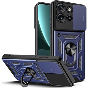 Husa pentru Moto G75 Ring Armor Kickstand Tough Rugged Cover cu protectie camera, Albastru