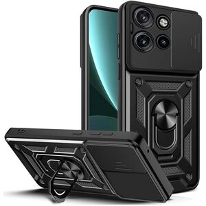 Husa pentru Moto G75 Ring Armor Kickstand Tough Rugged Cover cu protectie camera, Negru