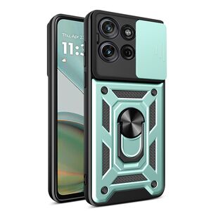 Husa pentru Moto G75 Ring Armor Kickstand Tough Rugged Cover cu protectie camera, Verde