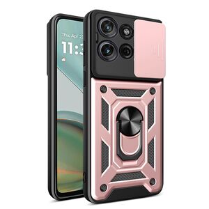 Husa pentru Moto G75 Ring Armor Kickstand Tough Rugged Cover cu protectie camera, roz
