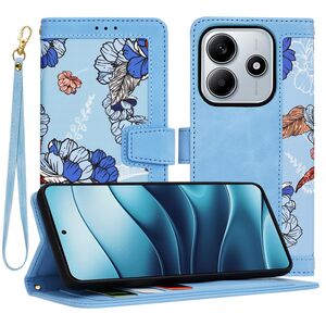 Husa tip carte pentru  Xiaomi Redmi Note 14 5G, functie stand si port carduri, albastru