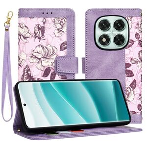 Husa tip carte pentru Xiaomi Redmi Note 14 Pro 5G, functie stand si port carduri, Mov