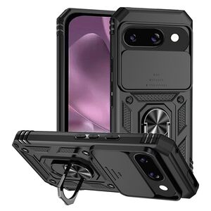 Husa pentru  Google Pixel 9A Ring Armor Kickstand Tough Rugged Cover cu protectie camera, Negru