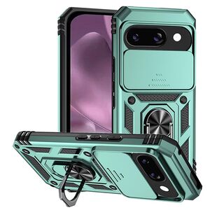 Husa pentru  Google Pixel 9A Ring Armor Kickstand Tough Rugged Cover cu protectie camera, Verde