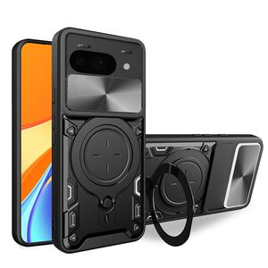 Husa pentru  Google Pixel 9A cu protecție pentru cameră și suport magnetic integrat Ring Shockproof, Negru