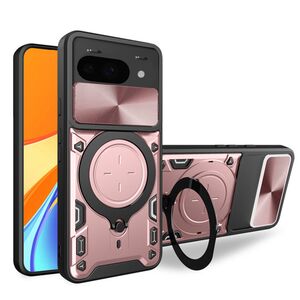 Husa pentru  Google Pixel 9A cu protecție pentru cameră și suport magnetic integrat Ring Shockproof, Roz