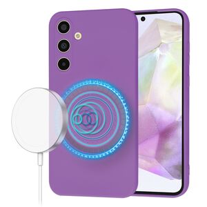 Husa pentru  Samsung Galaxy A35 Liquid Silicone cu MagSafe, subțire, captusita cu microfibra, anti amprentă, protectie cameră foto, Mov