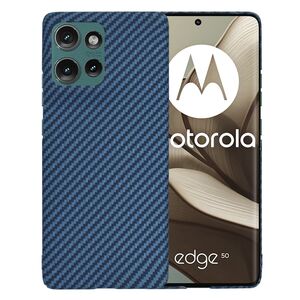 Husa pentru  Motorola Edge 50 CarbonFiber UltraSlim, Lightweight, Albastru