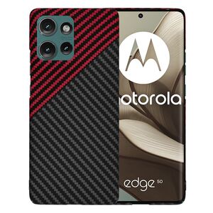 Husa pentru  Motorola Edge 50 CarbonFiber UltraSlim, Lightweight, Rosu inchis