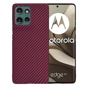 Husa pentru  Motorola Edge 50 CarbonFiber UltraSlim, Lightweight, Rosu
