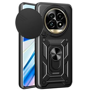 Husa pentru  Realme 13 Pro / 13 Pro+ Ring Armor Kickstand Tough Rugged Cover cu protectie camera, Negru