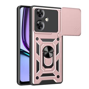 Husa pentru  Realme Note 60 Ring Armor Kickstand Tough Rugged Cover cu protectie camera, Roz