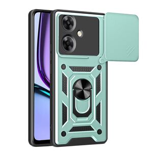 Husa pentru  Realme Note 60 Ring Armor Kickstand Tough Rugged Cover cu protectie camera, Verde