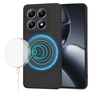 Husa pentru  Xiaomi 14T Pro Liquid Silicone cu MagSafe, subțire, captusita cu microfibra, anti amprentă, protectie cameră foto, Negru