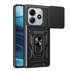 Husa pentru  Xiaomi Redmi Note 14 5G Ring Armor Kickstand Tough Rugged Cover cu protectie camera, Negru