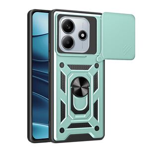 Husa pentru  Xiaomi Redmi Note 14 5G Ring Armor Kickstand Tough Rugged Cover cu protectie camera, Verde