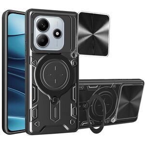 Husa pentru  Xiaomi Redmi Note 14 5G cu protecție pentru cameră și suport magnetic integrat Ring Shockproof, Negru