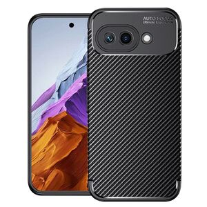 Husa de protectie pentru  Google Pixel 9A Auto Focus Slim, Anti-Scratch, cu fibra de carbon si protectie lentile - Negru