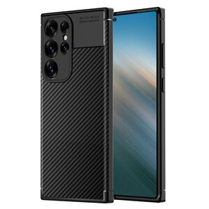 Husa de protectie pentru  Samsung Galaxy S25 Ultra Auto Focus Slim, Anti-Scratch, cu fibra de carbon si protectie lentile - Negru Denim