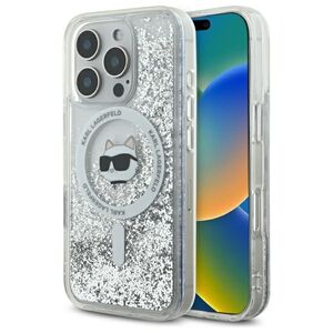 Husa premium pentru  iPhone 16 Pro Max Karl Lagerfeld compatibila Magsafe - Argintiu
