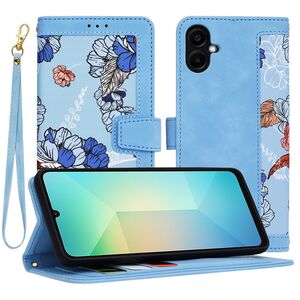 Husa tip carte pentru  Samsung Galaxy A06, functie stand si port carduri, Albastru