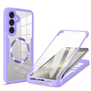 Pachet 360: Husa cu folie integrata pentru  Samsung Galaxy S25+ cu MagSafe Cover360 fata / spate - Mov