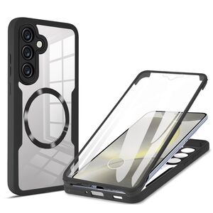 Pachet 360: Husa cu folie integrata pentru  Samsung Galaxy S25+ cu MagSafe Cover360 fata / spate - Negru