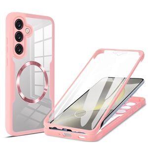 Pachet 360: Husa cu folie integrata pentru  Samsung Galaxy S25+ cu MagSafe Cover360 fata / spate - Roz