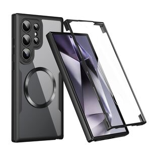 Pachet 360: Husa cu folie integrata pentru  Samsung Galaxy S25 Ultra cu MagSafe Cover360 fata / spate - Negru