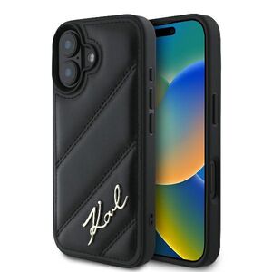 Husa premium pentru  iPhone 16 Karl Lagerfeld superior quality - Negru Leather