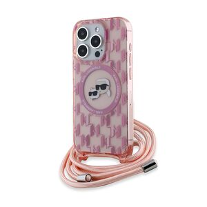 Husa premium pentru  iPhone 15 Pro Max Karl Lagerfeld compatibila Magsafe - Roz neon