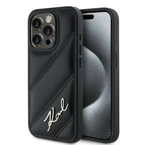 Husa premium pentru  iPhone 15 Pro Max Karl Lagerfeld superior quality - Negru Leather
