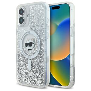 Husa premium pentru  iPhone 16 Karl Lagerfeld compatibila Magsafe - Argintiu