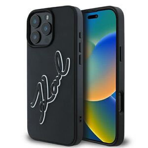 Husa premium pentru  iPhone 16 Pro Max Karl Lagerfeld superior quality - Negru gri