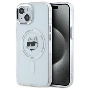 Husa premium pentru  iPhone 15 Plus Karl Lagerfeld compatibila Magsafe - Alb