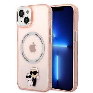 Husa premium pentru  iPhone 15 Plus Karl Lagerfeld compatibila Magsafe - Roz deschis