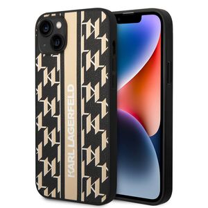 Husa premium pentru  iPhone 15 Plus Karl Lagerfeld superior quality - Maro auriu