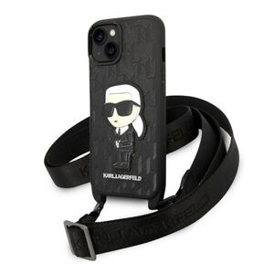 Husa premium pentru  iPhone 15 Plus Karl Lagerfeld superior quality - Negru print
