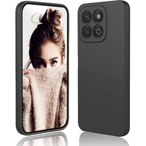 Husa pentru  Honor X5B Liquid Silicone, subțire, captusita cu microfibra, anti amprentă, protectie cameră foto, Negru