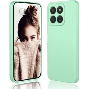 Husa pentru  Honor X5B Liquid Silicone, subțire, captusita cu microfibra, anti amprentă, protectie cameră foto, Verde
